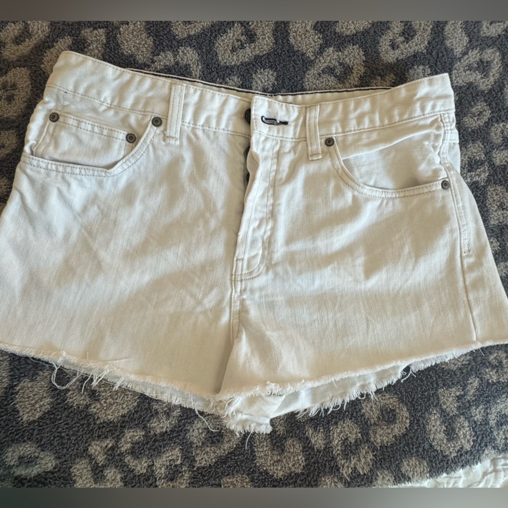 Free People Cream Jean Shorts
